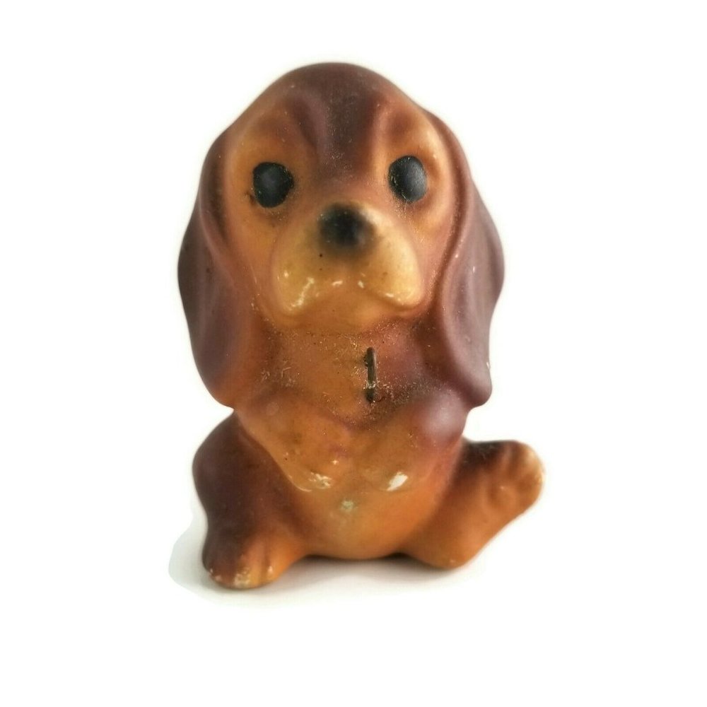 Vintage Brown Ceramic Brown Dog Figurine Kitsch